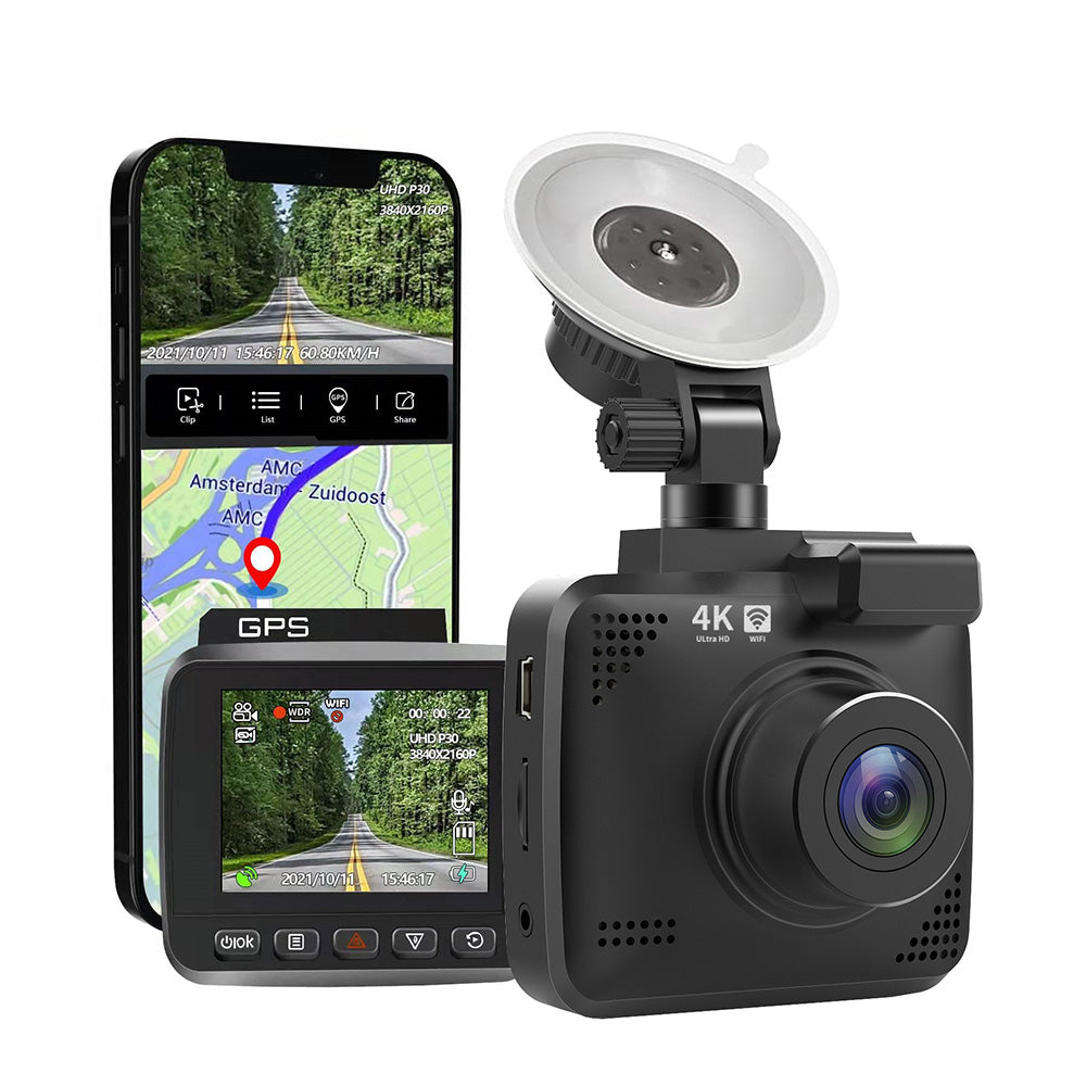 4K Car Dash Camera Recorder Suitable for Vehicles Built-in WiFi GPS UHD 2160P