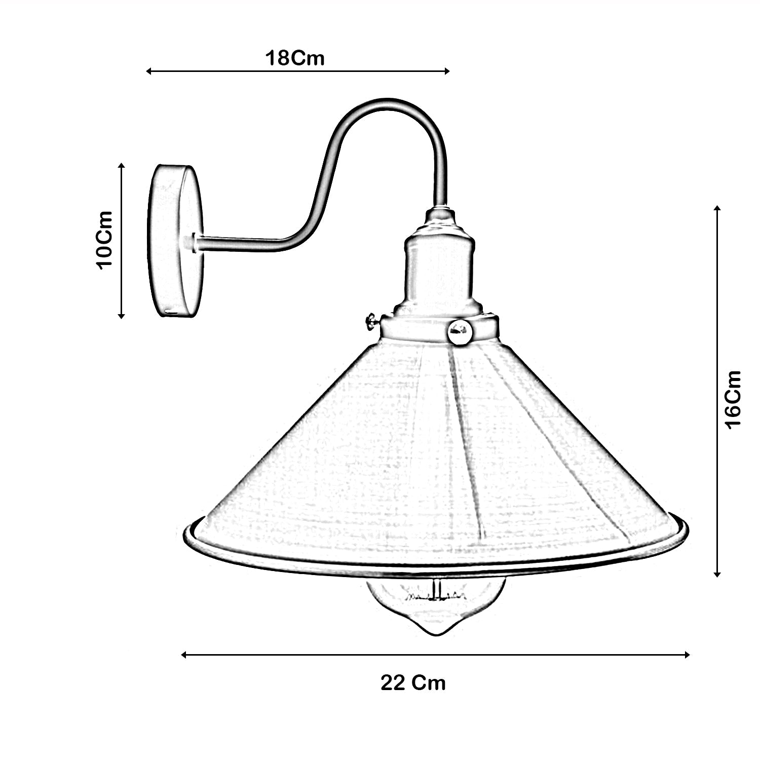 LEDSone Industrial vintage White Swan Neck Wall Light Indoor Sconce Metal Cone Shape Shade~3482
