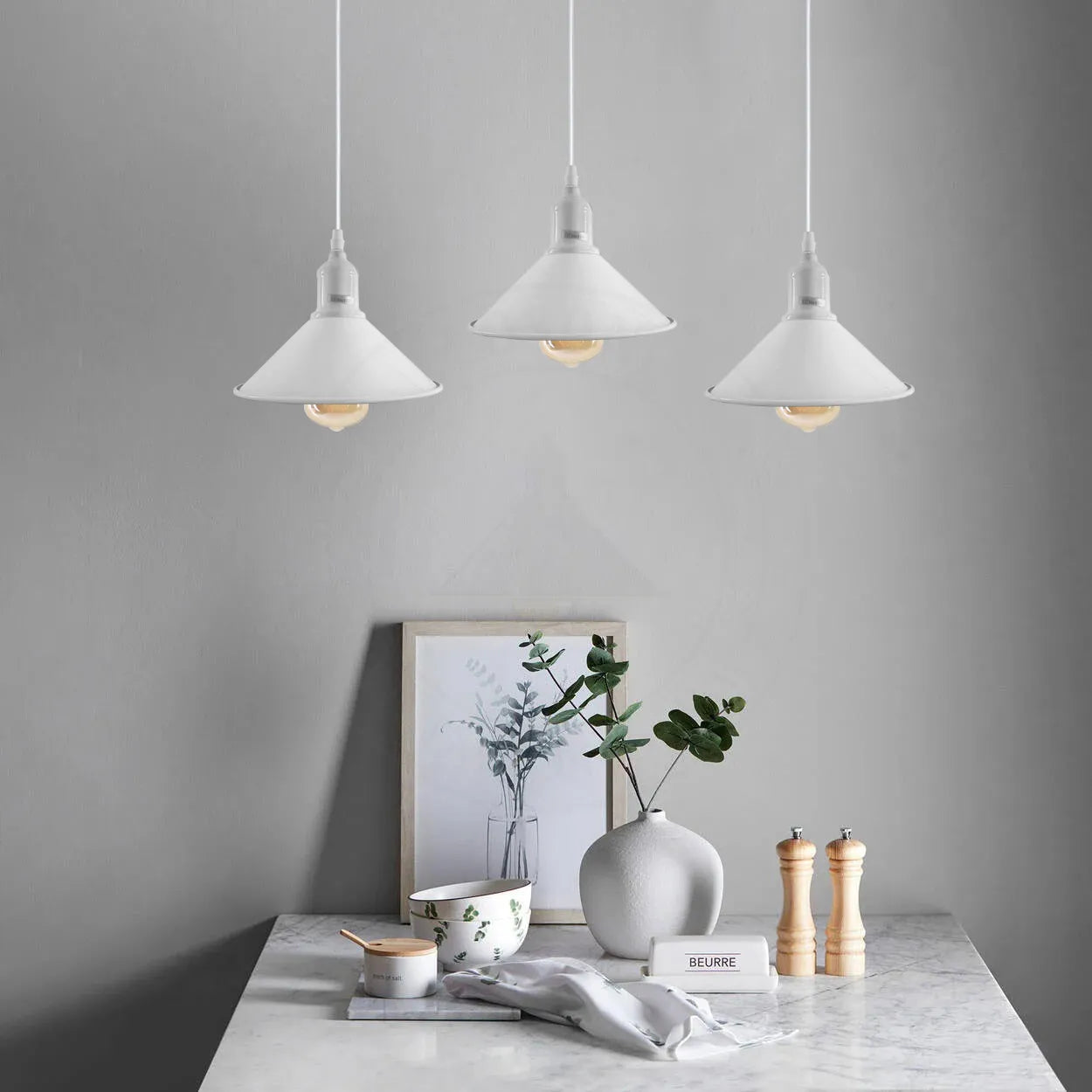 3 Way Industrial Vintage Hanging Pendent Ceiling Light Fittings~4324