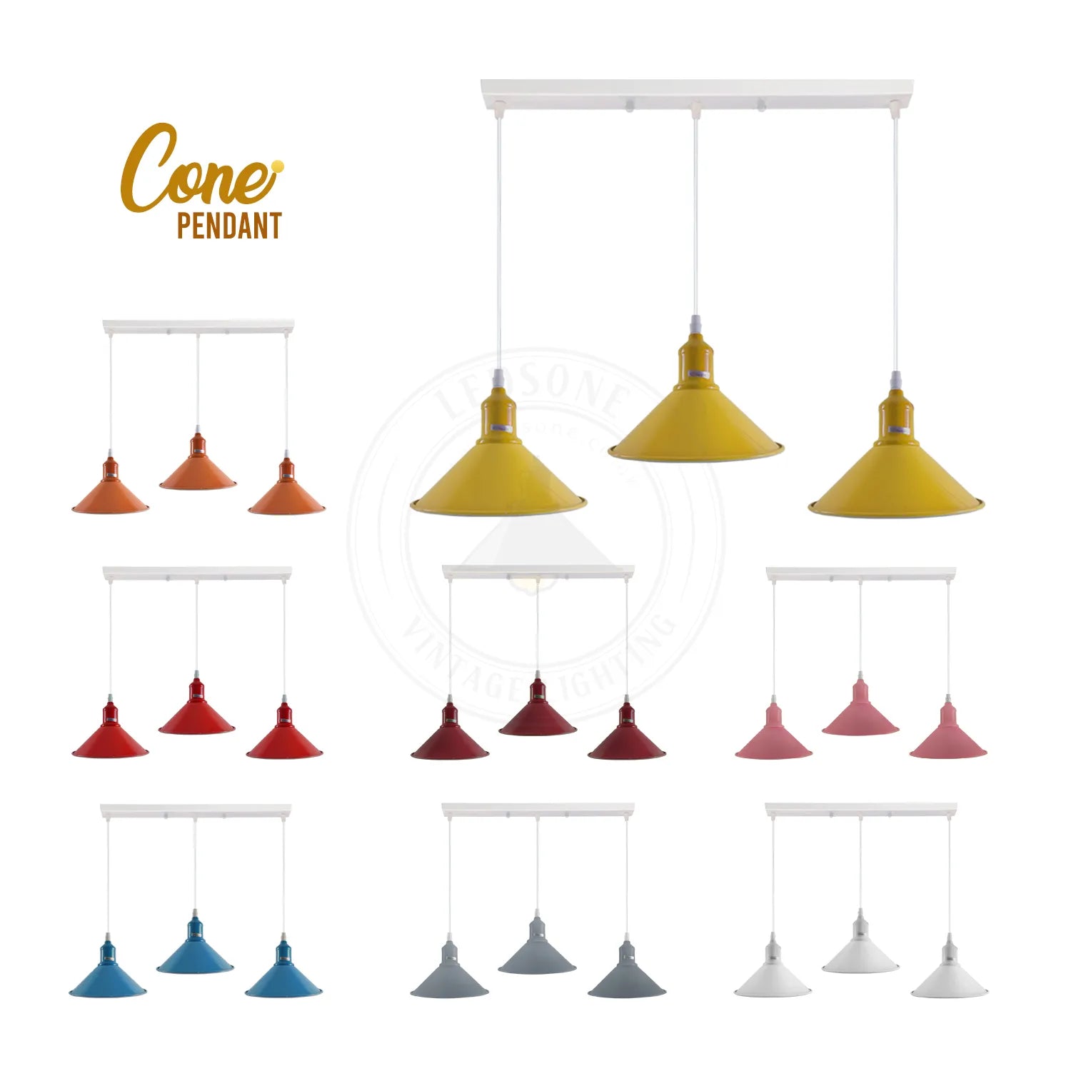 3 Way Industrial Vintage Hanging Pendent Ceiling Light Fittings~4324