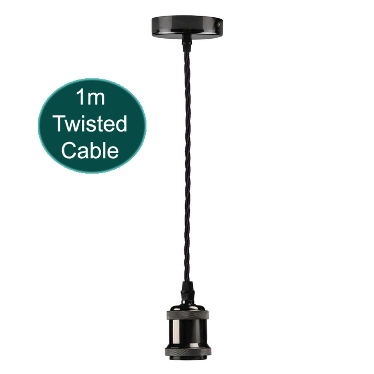 Black 1m Pendant Light E27  Holder Vintage Ceiling Set~1713