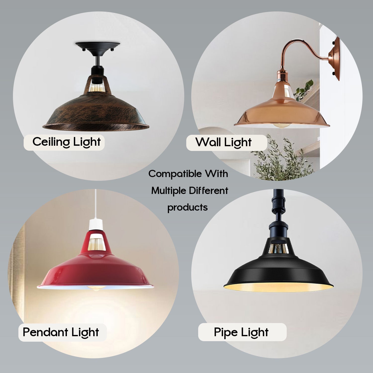 Industrial Style Barn Slotted Lamp Shade Metal Rose Gold Ceiling Pendant Light Shade~1067