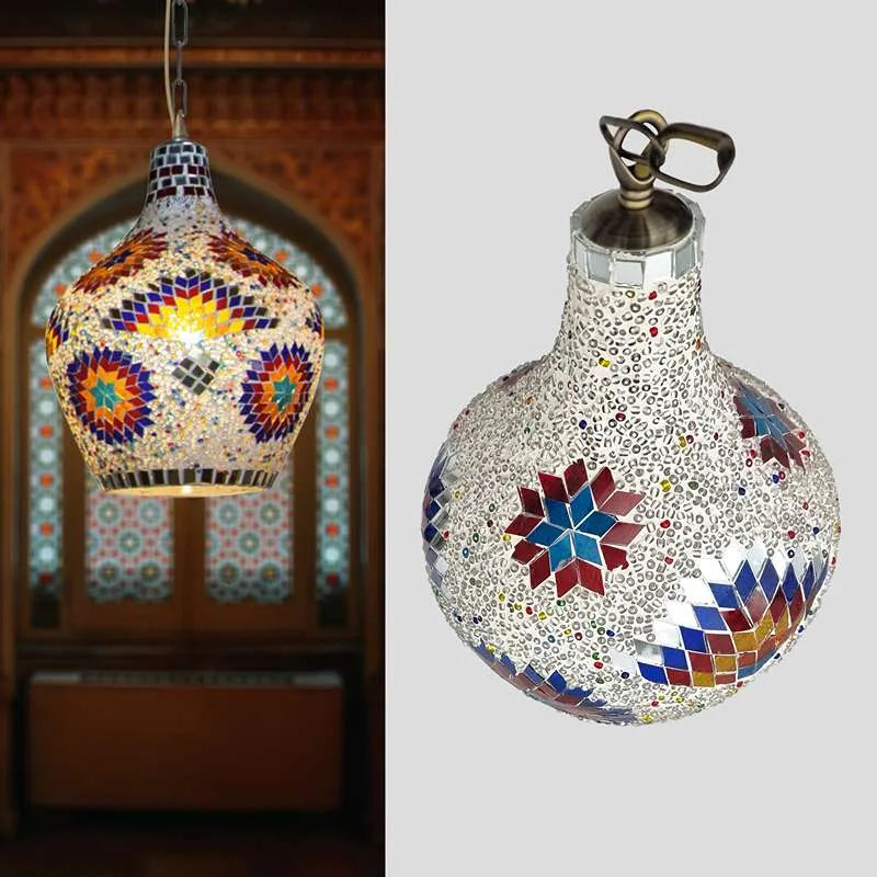Hanging Handmade Hurricane Mosaic Pendant Lamps Antique Moroccan Ceiling Light~4969