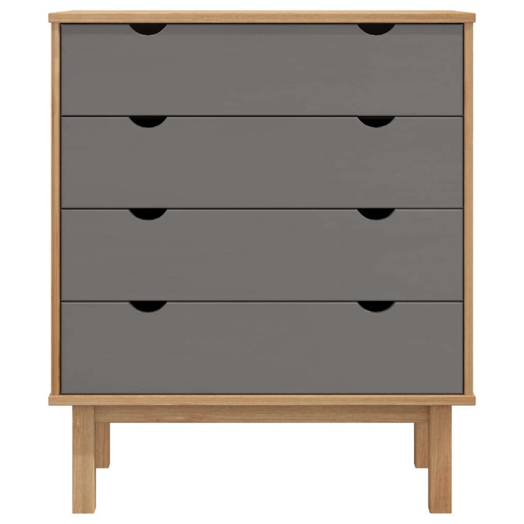NNEVL Drawer Cabinet OTTA Brown&Grey 76.5x39.5x90cm Solid Wood Pine