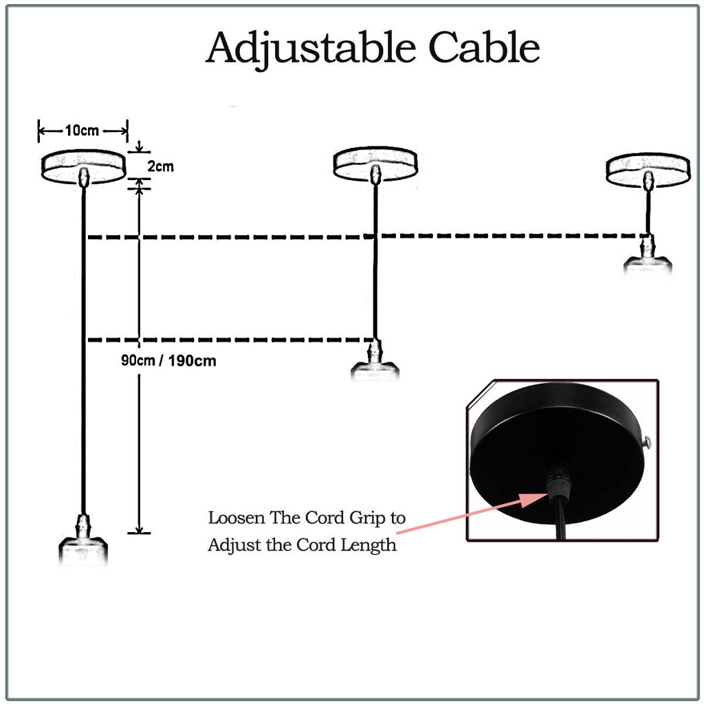 Black 1m Pendant Light E27  Holder Vintage Ceiling Set~1713