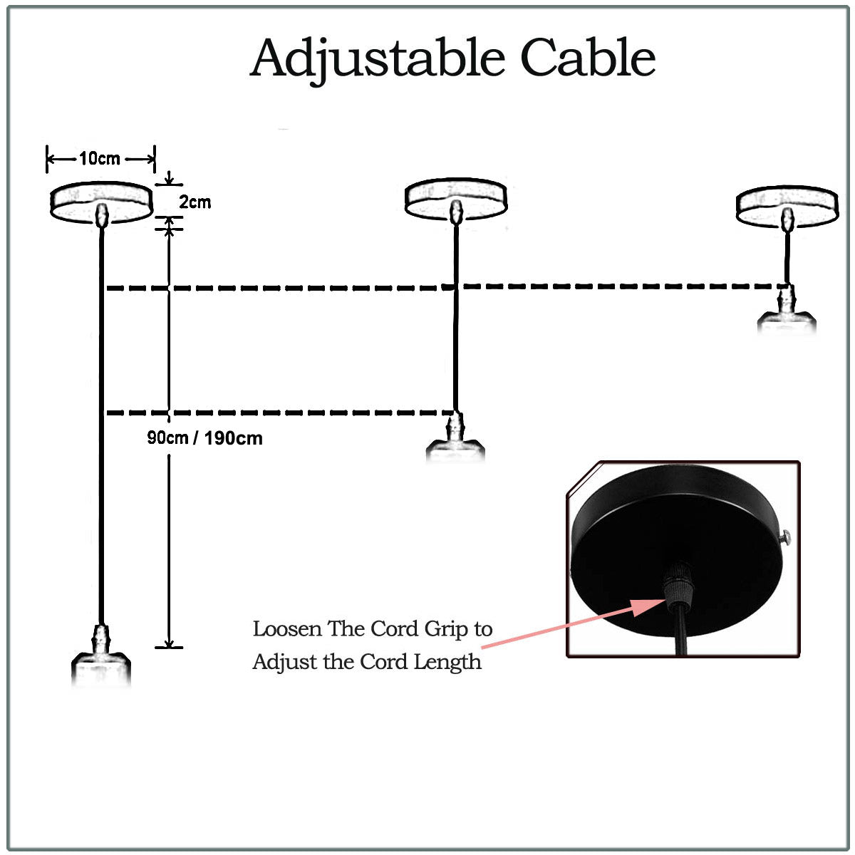 Black 1m Pendant Light E27  Holder Vintage Ceiling Set~1713