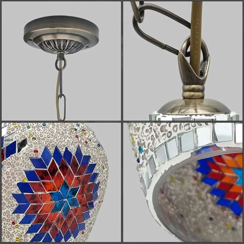Hanging Handmade Hurricane Mosaic Pendant Lamps Antique Moroccan Ceiling Light~4969