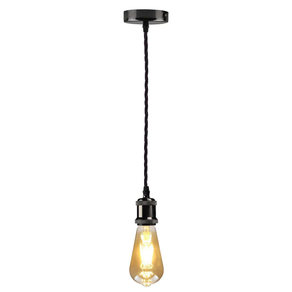 Black 1m Pendant Light E27  Holder Vintage Ceiling Set~1713
