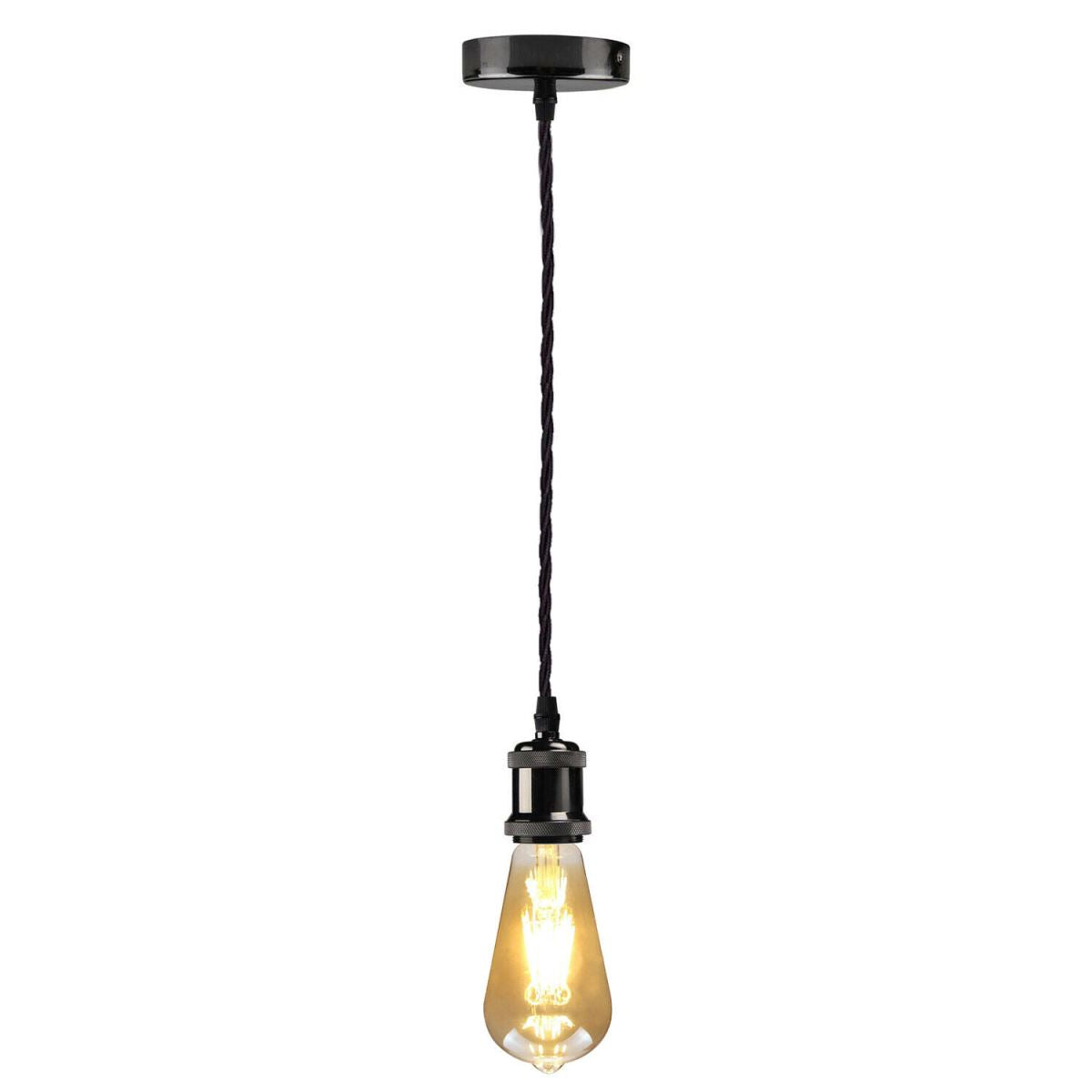 Black 1m Pendant Light E27  Holder Vintage Ceiling Set~1713