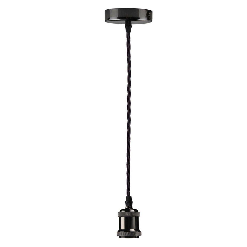 Black 1m Pendant Light E27  Holder Vintage Ceiling Set~1713