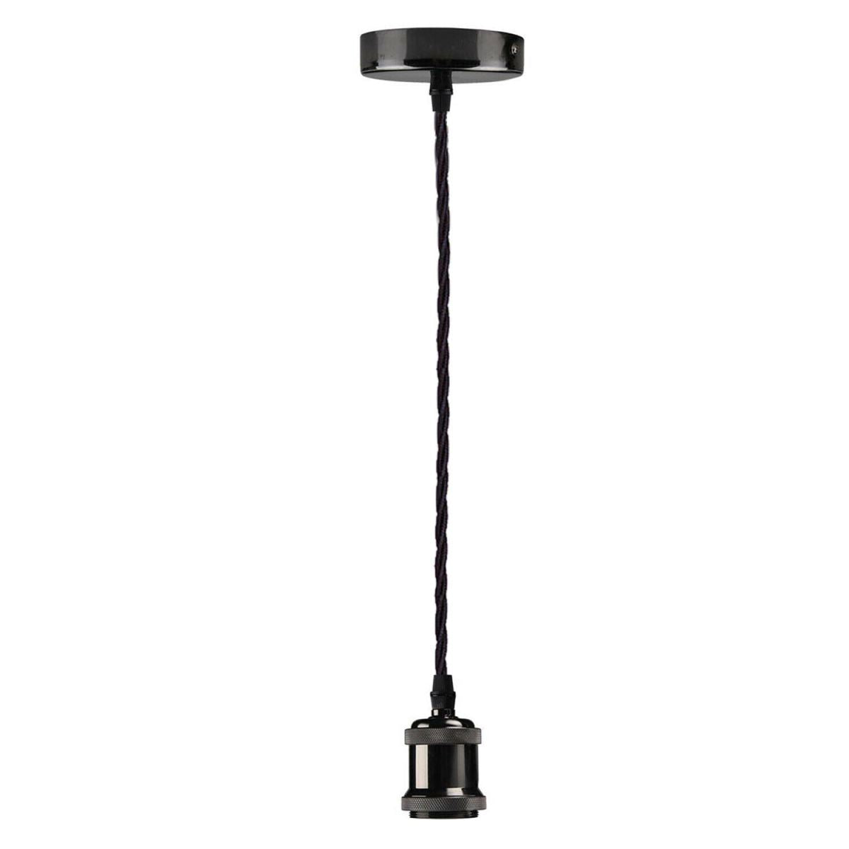 Black 1m Pendant Light E27  Holder Vintage Ceiling Set~1713