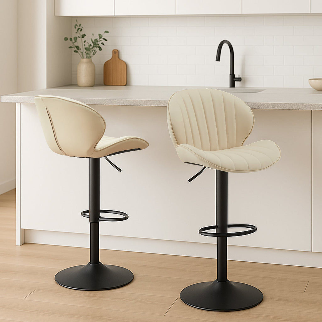 Caryol Faux Leather Bar Stool [Height Adjustable][Set of 2]