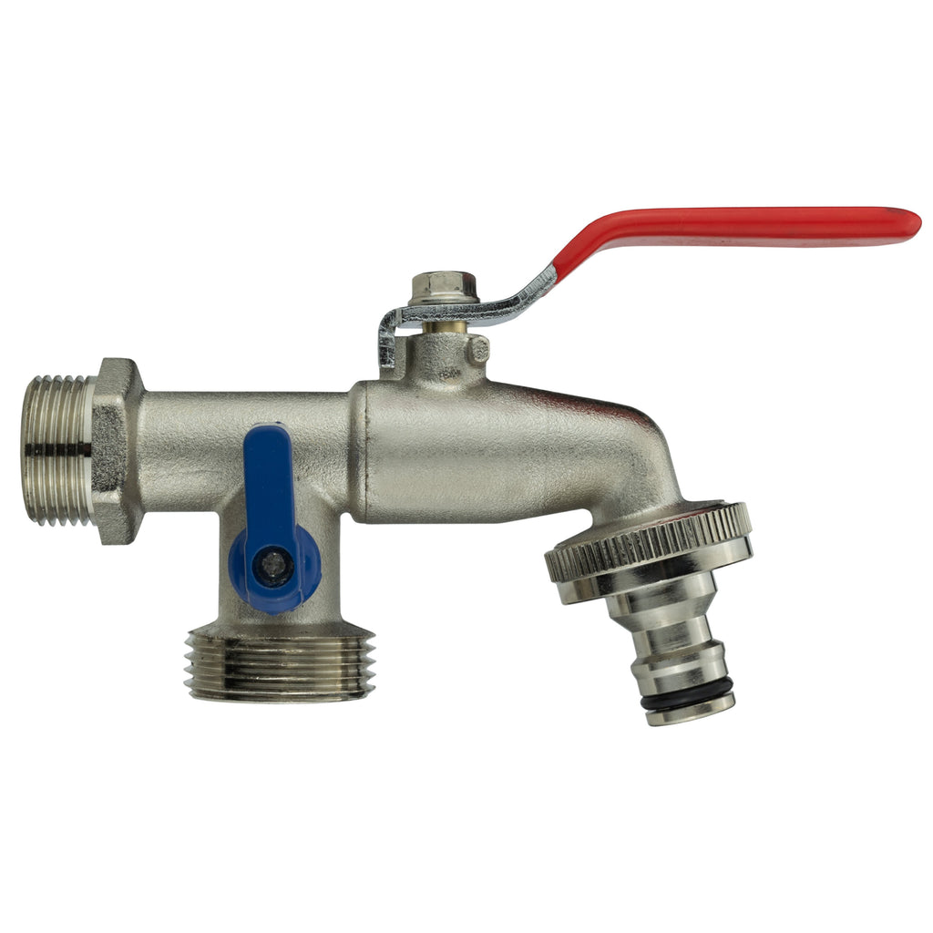 Wall Flange Kit 20mm MDPE + Quick Connect Triple Metal Splitter Tap Tap Adapter