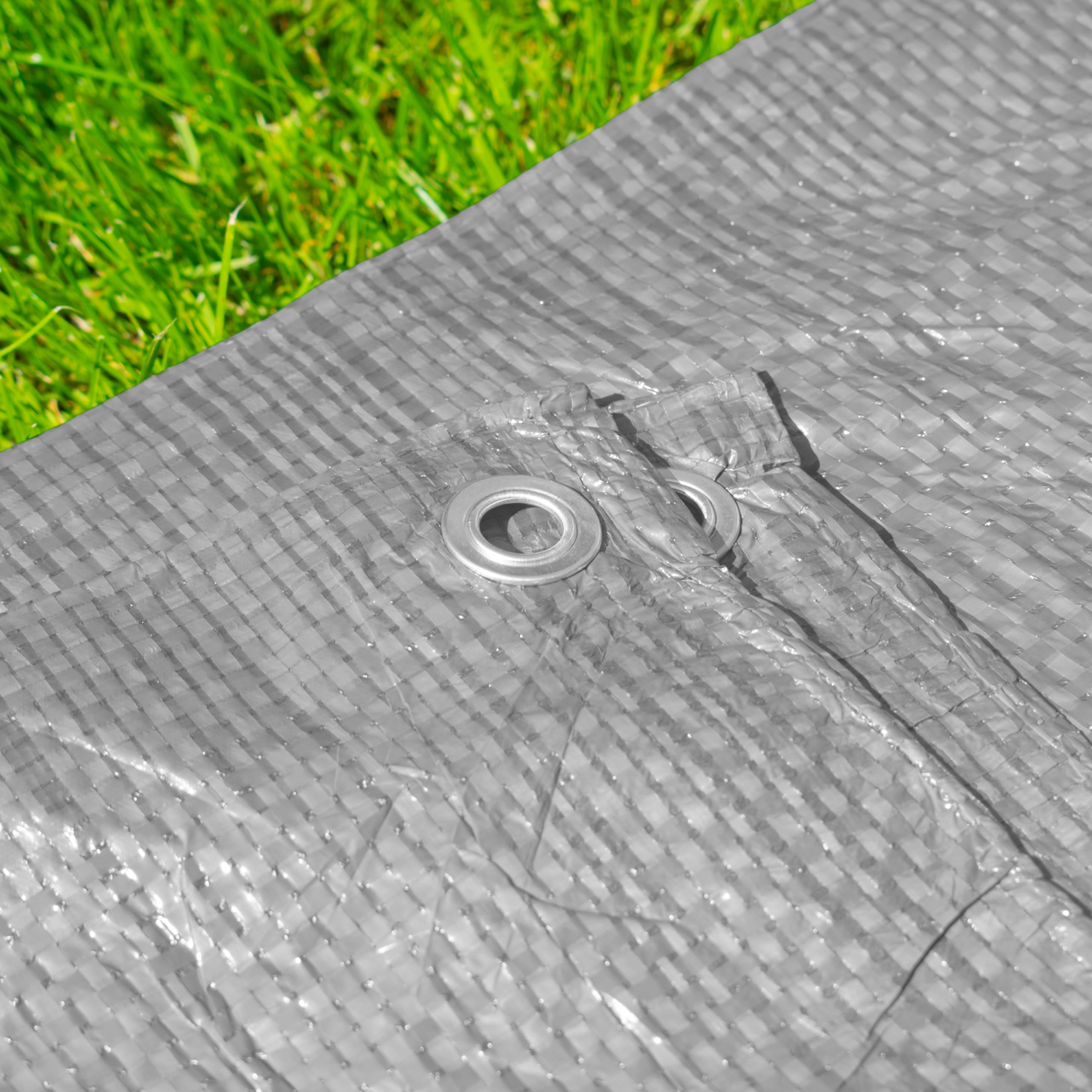 Gray S-Grade Tarpaulin 1.5m x 2m Waterproof Tarpaulin Cover Outdoor Ground Sheet