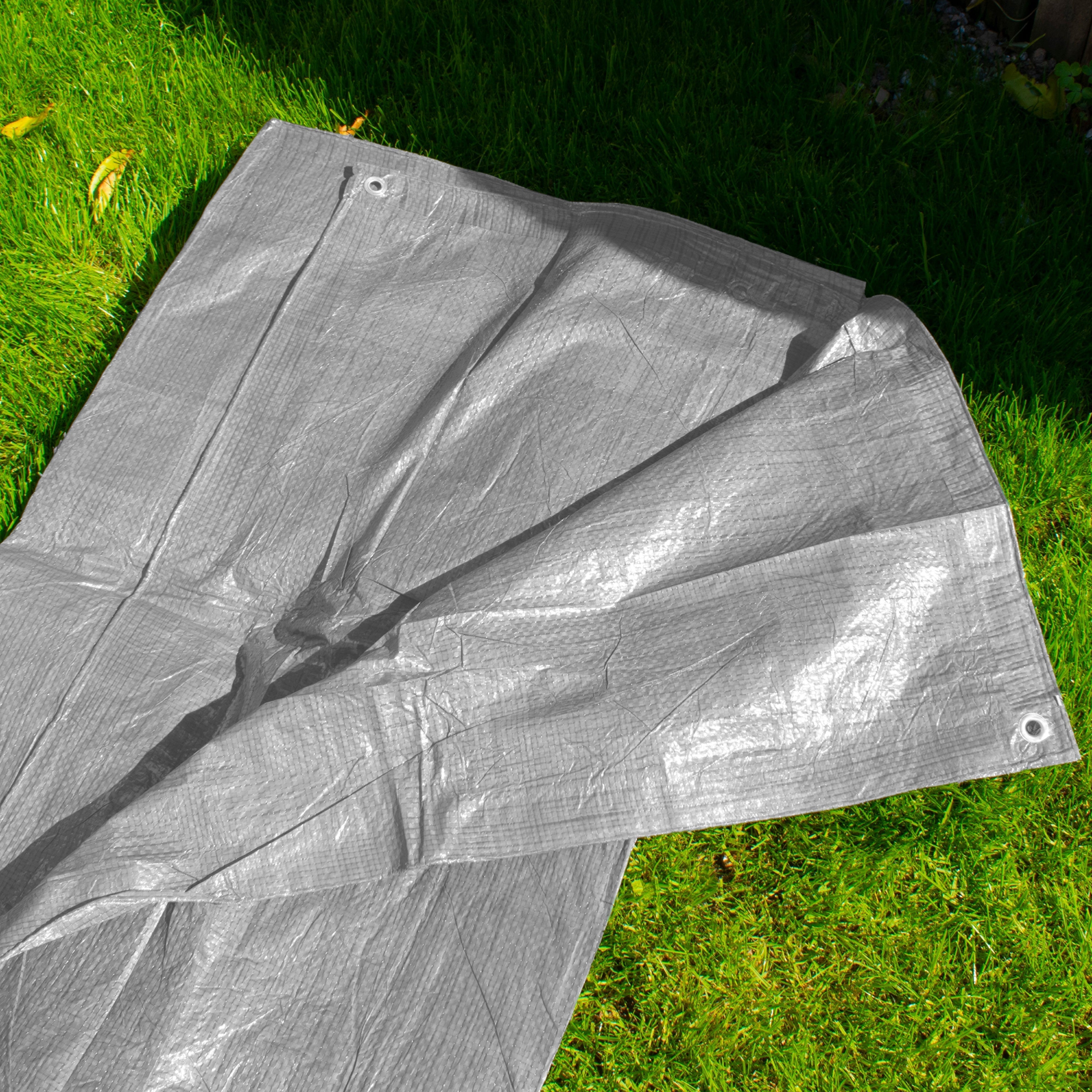 Gray S-Grade Tarpaulin 1.5m x 2m Waterproof Tarpaulin Cover Outdoor Ground Sheet
