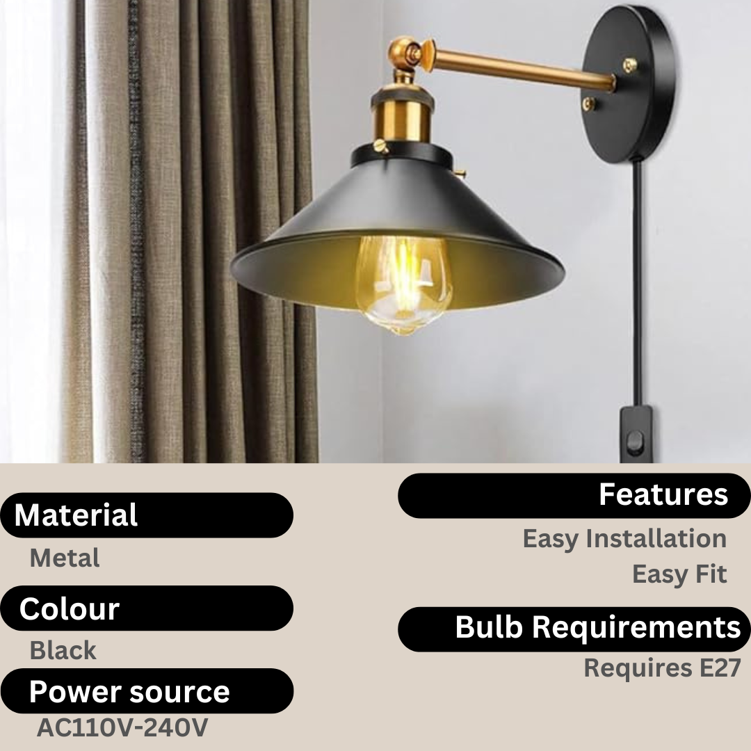 LEDSone Vintage Plug in Wall Sconces ~2273