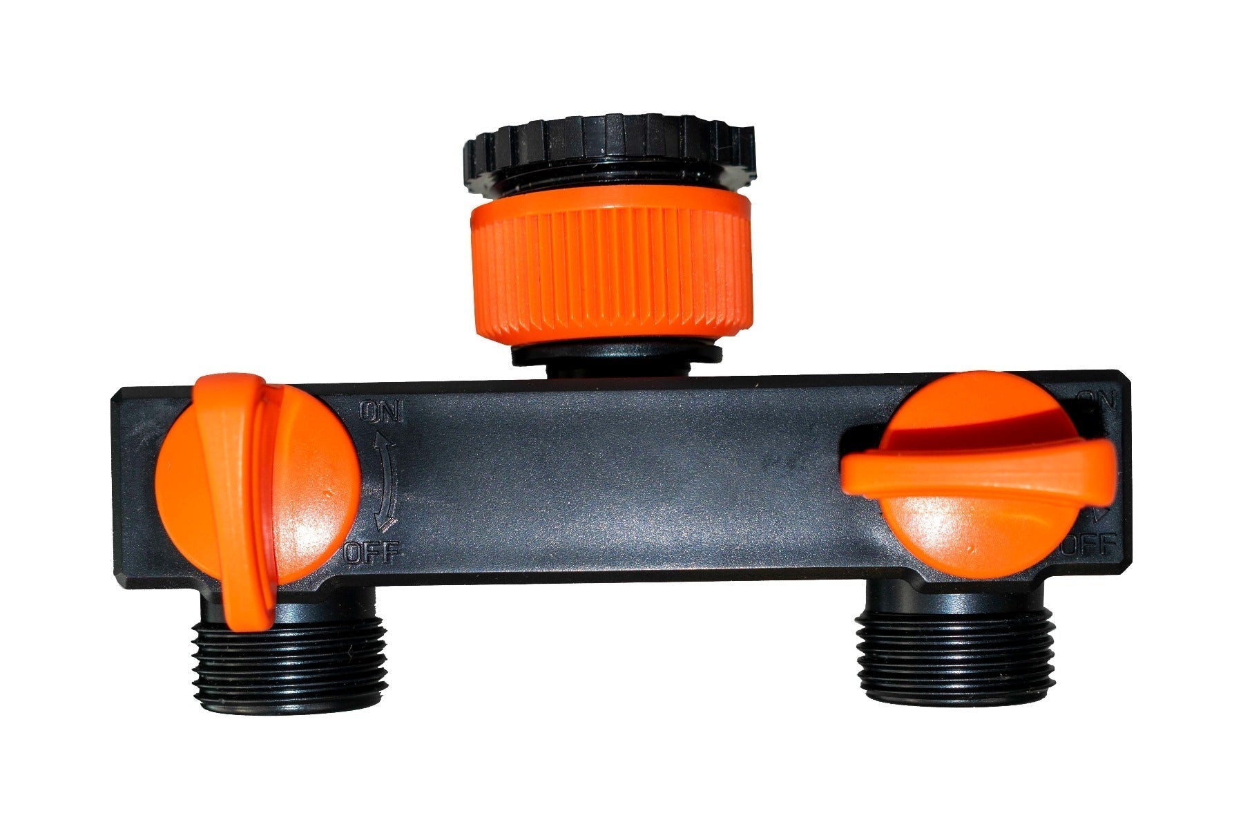 2 Way Tap Splitter PP with Valves and Snap-On Male Connectors BSP Thread Fitting