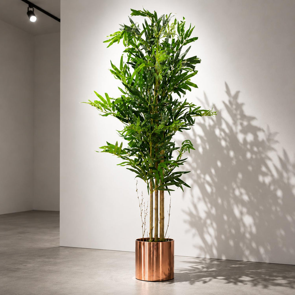 120cm (4ft) Natural Look Artificial Bamboo Plants Trees with Copper Metal Planter