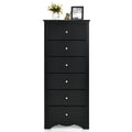 NNECW 6 Drawer Chest with Mental Knobs for Living Room-Black