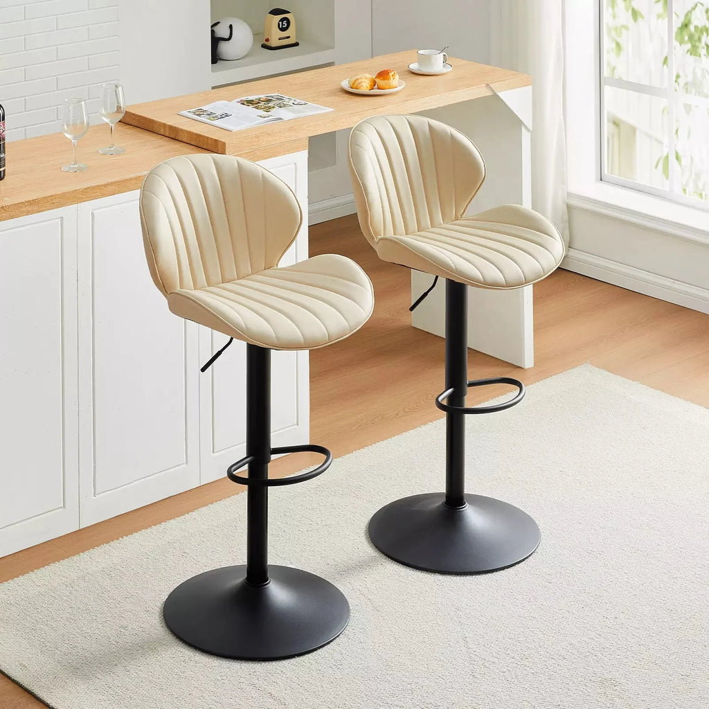 Caryol Faux Leather Bar Stool [Height Adjustable][Set of 2]
