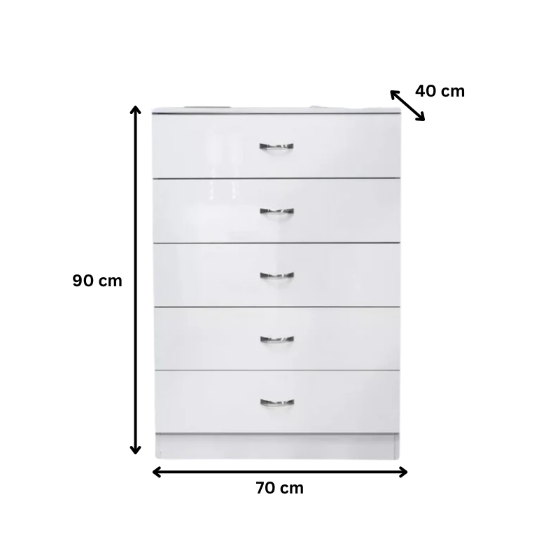NNECN 5 Layer White Drawer Chest Storage with Bedside Table