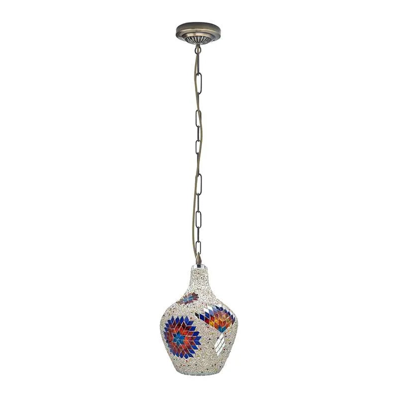 Hanging Handmade Hurricane Mosaic Pendant Lamps Antique Moroccan Ceiling Light~4969