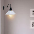 LEDSone Industrial vintage White Swan Neck Wall Light Indoor Sconce Metal Cone Shape Shade~3482